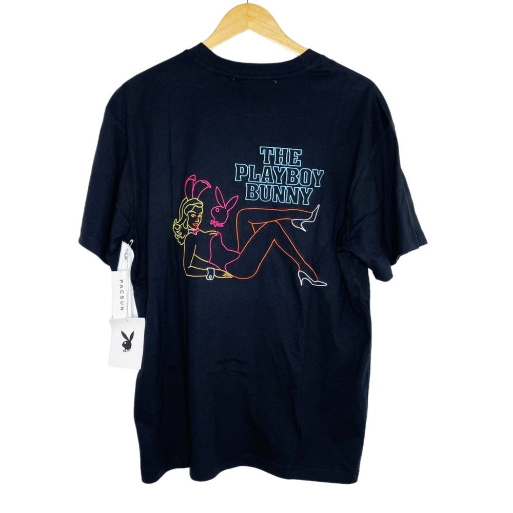 NEW Playboy by Pacsun Short Sleeve Neon Embroidered T-Shirt